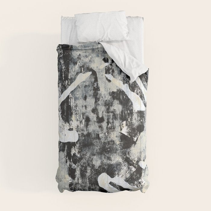 003: a vibrant abstract design in black and white by Alyssa Hamilton Art  Comforter