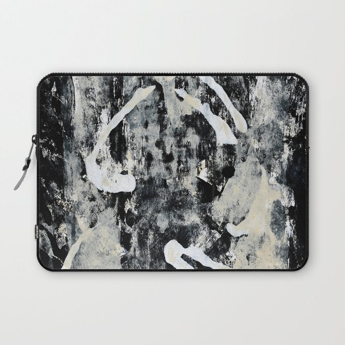 003: a vibrant abstract design in black and white by Alyssa Hamilton Art  Laptop Sleeve