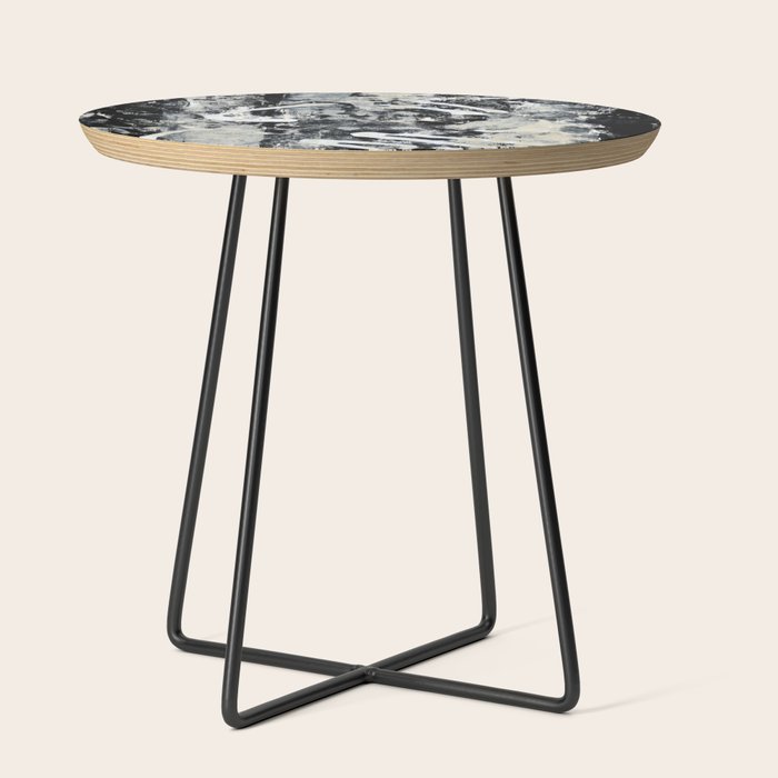 003: a vibrant abstract design in black and white by Alyssa Hamilton Art  Side Table