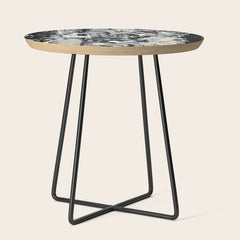 003: a vibrant abstract design in black and white by Alyssa Hamilton Art  Side Table