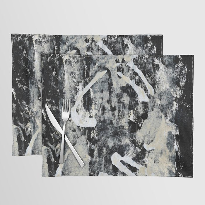 003: a vibrant abstract design in black and white by Alyssa Hamilton Art  Placemat