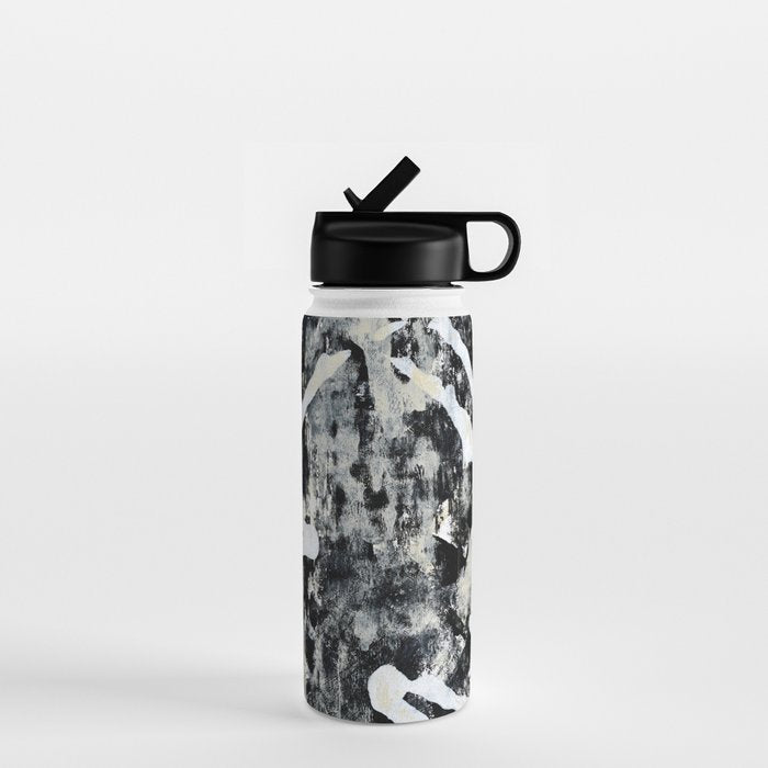 003: a vibrant abstract design in black and white by Alyssa Hamilton Art  Water Bottle