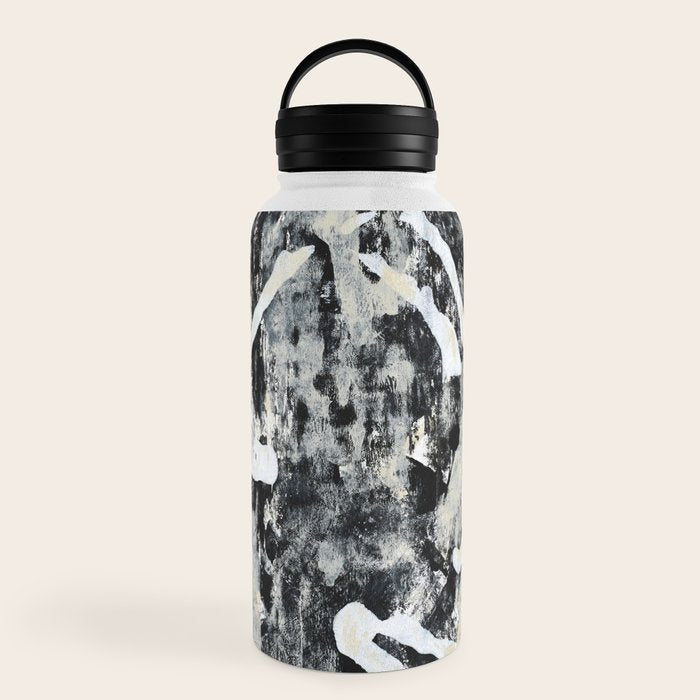 003: a vibrant abstract design in black and white by Alyssa Hamilton Art  Water Bottle