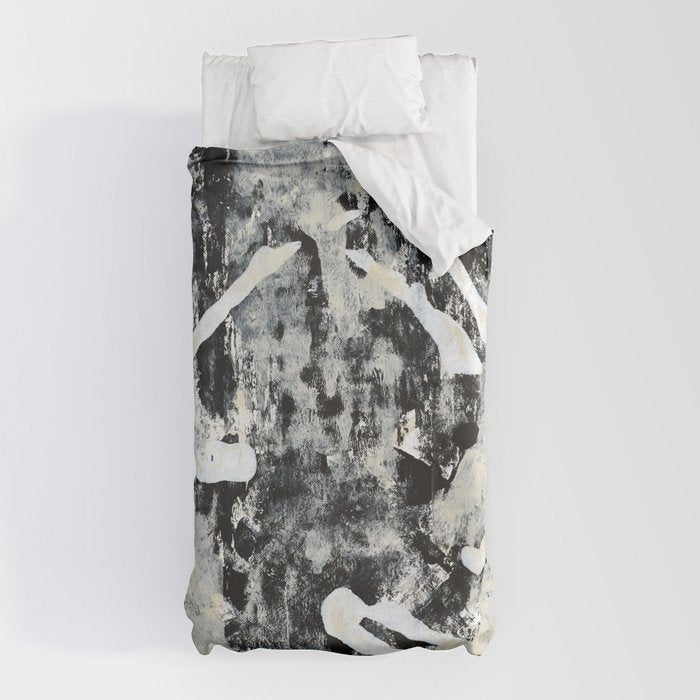 003: a vibrant abstract design in black and white by Alyssa Hamilton Art  Duvet Cover