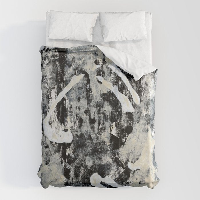 003: a vibrant abstract design in black and white by Alyssa Hamilton Art  Duvet Cover