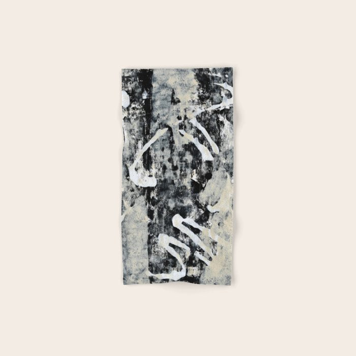 003: a vibrant abstract design in black and white by Alyssa Hamilton Art  Bath Towel