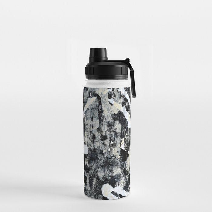 003: a vibrant abstract design in black and white by Alyssa Hamilton Art  Water Bottle
