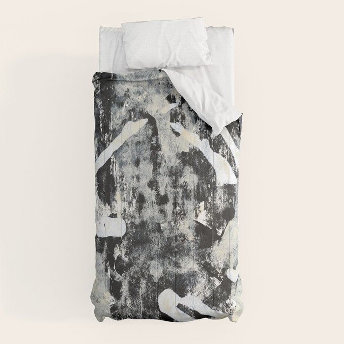 003: a vibrant abstract design in black and white by Alyssa Hamilton Art  Comforter