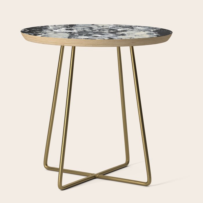 003: a vibrant abstract design in black and white by Alyssa Hamilton Art  Side Table