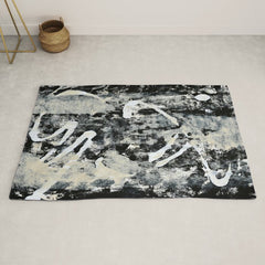 003: a vibrant abstract design in black and white by Alyssa Hamilton Art  Rug