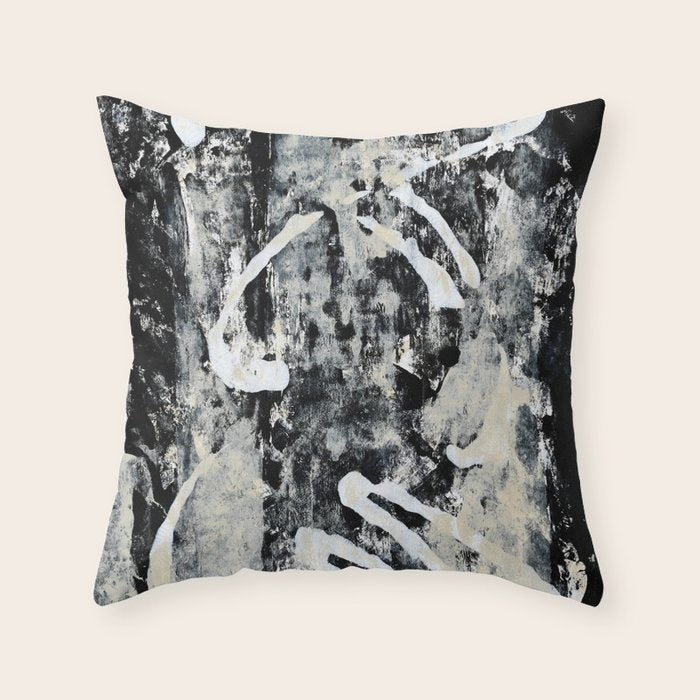 003: a vibrant abstract design in black and white by Alyssa Hamilton Art  Throw Pillow