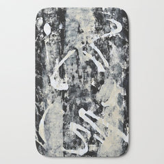 003: a vibrant abstract design in black and white by Alyssa Hamilton Art  Bath Mat