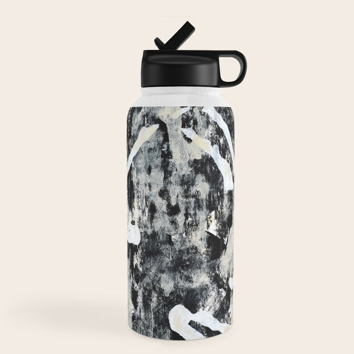 003: a vibrant abstract design in black and white by Alyssa Hamilton Art  Water Bottle