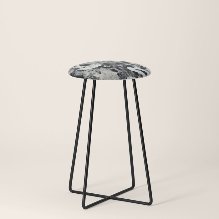 003: a vibrant abstract design in black and white by Alyssa Hamilton Art  Stool