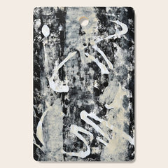 003: a vibrant abstract design in black and white by Alyssa Hamilton Art  Cutting Board