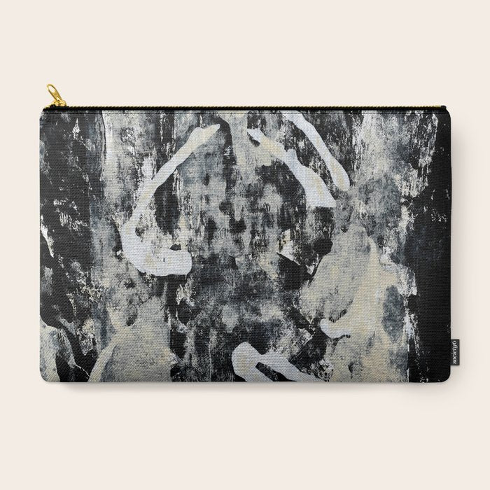 003: a vibrant abstract design in black and white by Alyssa Hamilton Art  Carry All Pouch