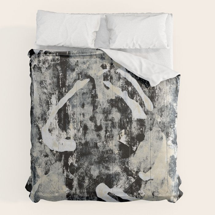 003: a vibrant abstract design in black and white by Alyssa Hamilton Art  Comforter