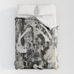 003: a vibrant abstract design in black and white by Alyssa Hamilton Art  Duvet Cover
