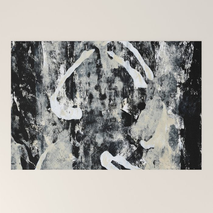 003: a vibrant abstract design in black and white by Alyssa Hamilton Art  Welcome Mat