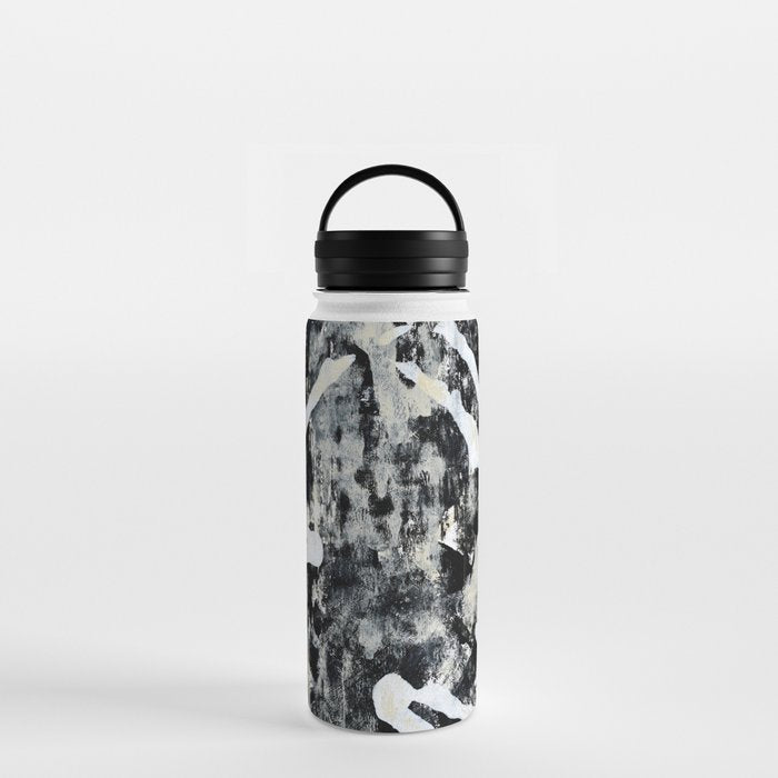 003: a vibrant abstract design in black and white by Alyssa Hamilton Art  Water Bottle