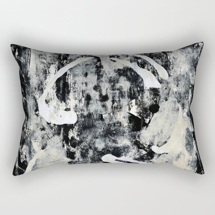 003: a vibrant abstract design in black and white by Alyssa Hamilton Art  Rectangular Pillow