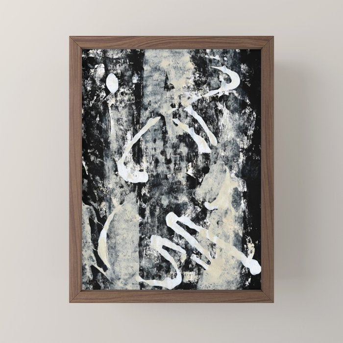 003: a vibrant abstract design in black and white by Alyssa Hamilton Art  Mini Art Print