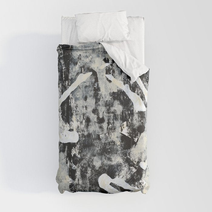 003: a vibrant abstract design in black and white by Alyssa Hamilton Art  Duvet Cover