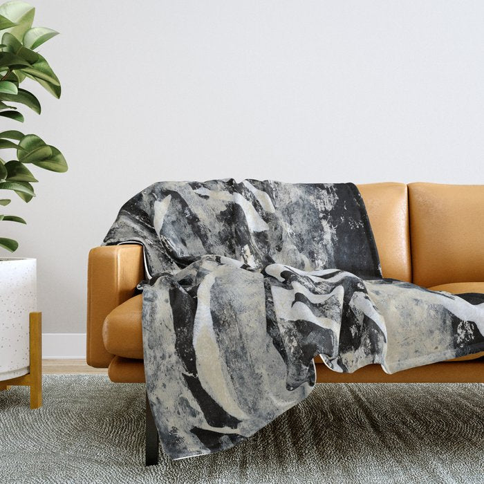 003: a vibrant abstract design in black and white by Alyssa Hamilton Art  Throw Blanket