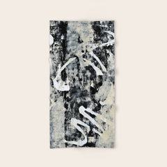 003: a vibrant abstract design in black and white by Alyssa Hamilton Art  Bath Towel