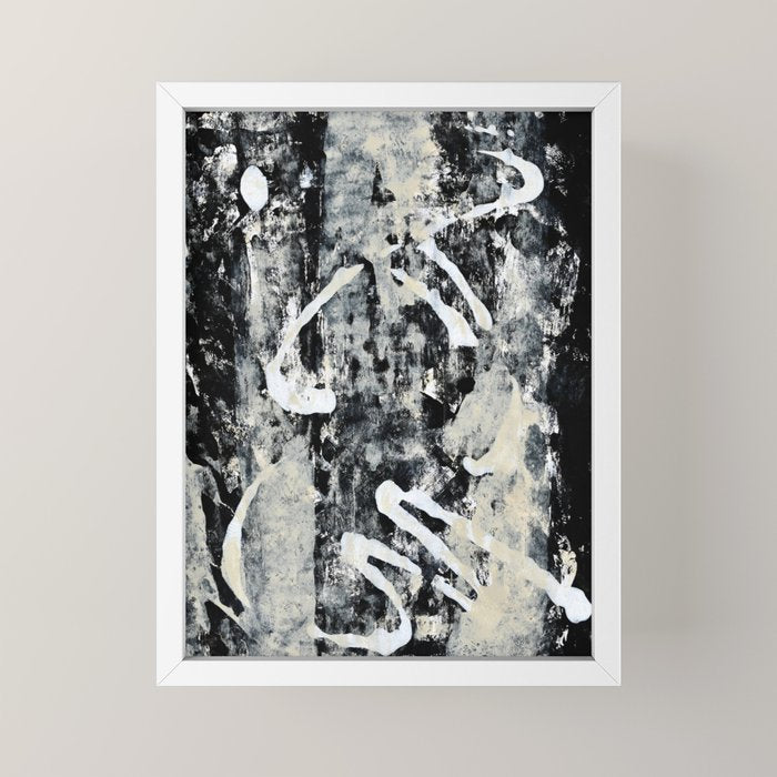 003: a vibrant abstract design in black and white by Alyssa Hamilton Art  Mini Art Print