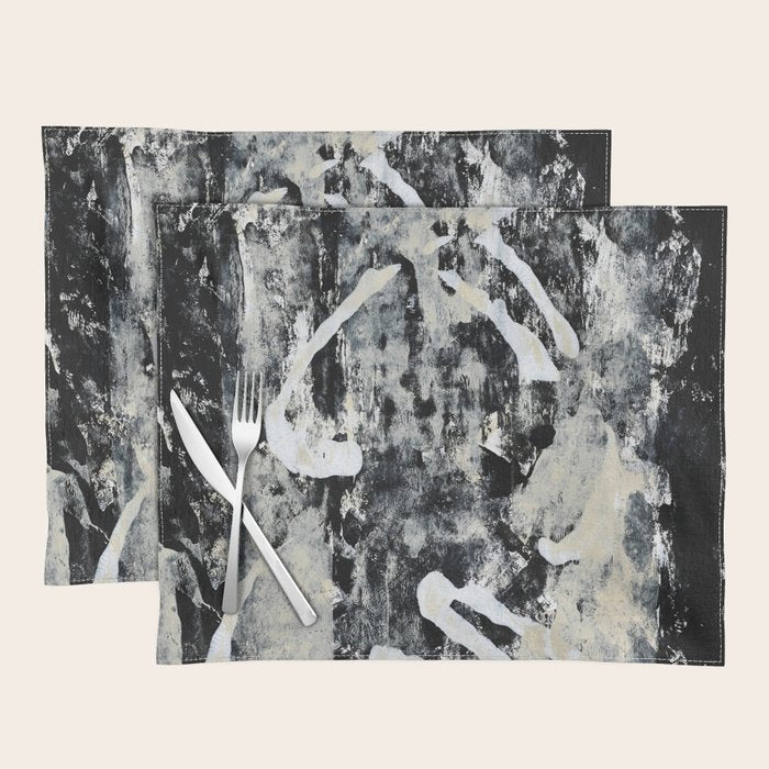 003: a vibrant abstract design in black and white by Alyssa Hamilton Art  Placemat