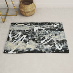 003: a vibrant abstract design in black and white by Alyssa Hamilton Art  Rug