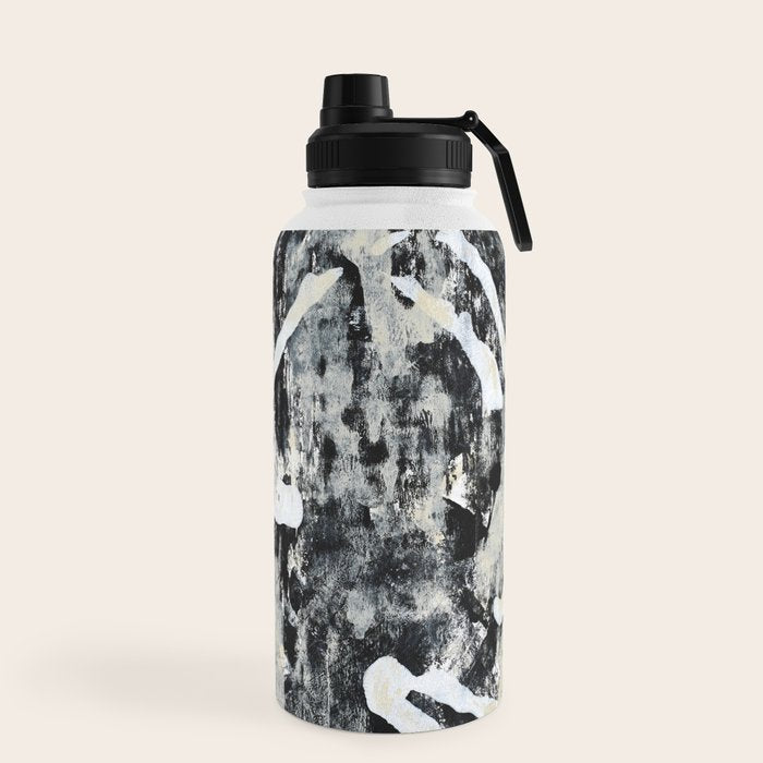 003: a vibrant abstract design in black and white by Alyssa Hamilton Art  Water Bottle