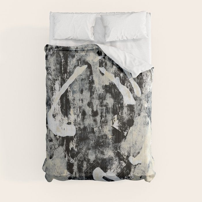 003: a vibrant abstract design in black and white by Alyssa Hamilton Art  Comforter