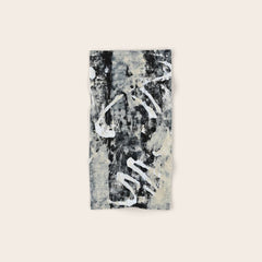 003: a vibrant abstract design in black and white by Alyssa Hamilton Art  Bath Towel