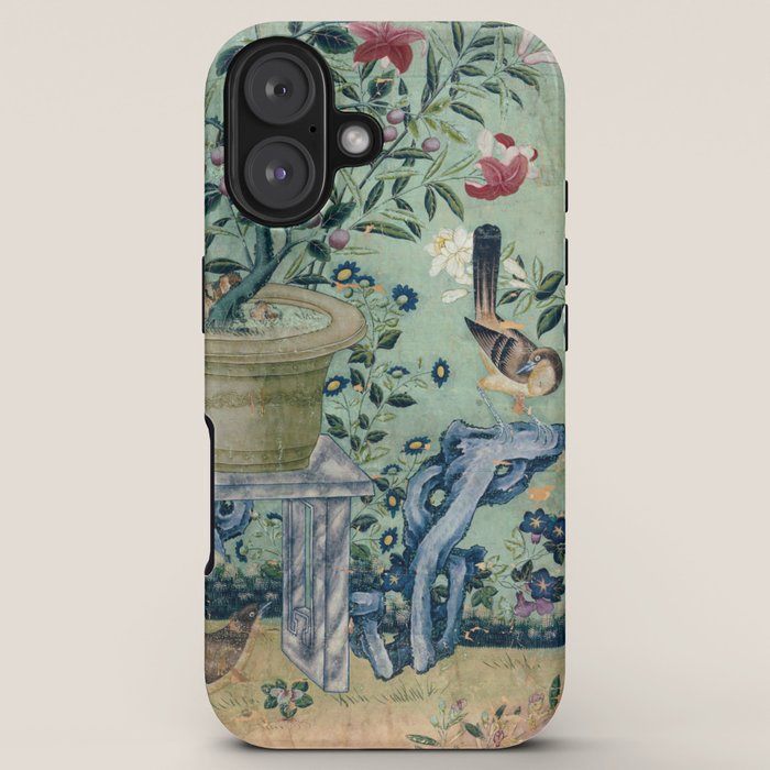 18th Century Antique Mint Chinoiserie Bird Garden Fresco 1740 iPhone Case