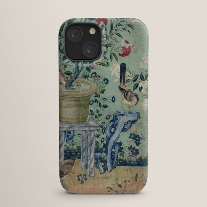 18th Century Antique Mint Chinoiserie Bird Garden Fresco 1740 iPhone Case