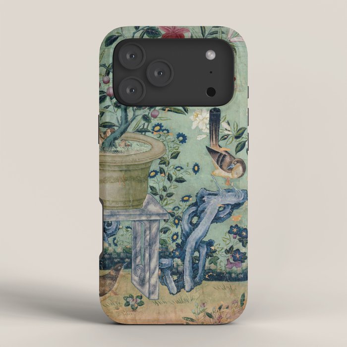 18th Century Antique Mint Chinoiserie Bird Garden Fresco 1740 iPhone Case