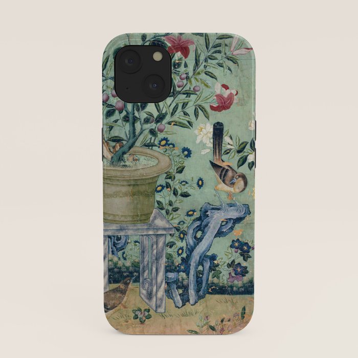 18th Century Antique Mint Chinoiserie Bird Garden Fresco 1740 iPhone Case