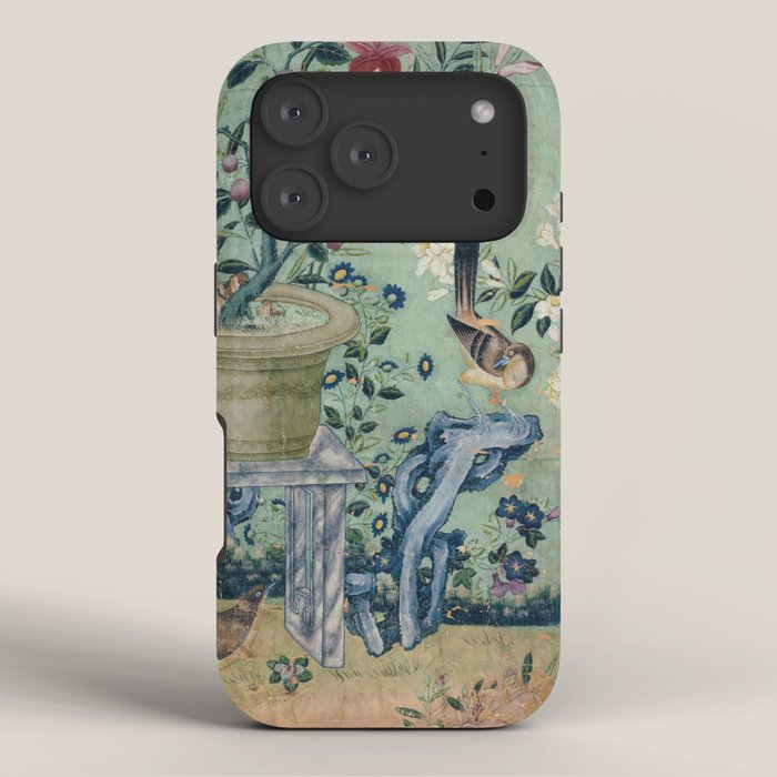 18th Century Antique Mint Chinoiserie Bird Garden Fresco 1740 iPhone Case
