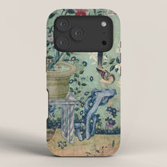 18th Century Antique Mint Chinoiserie Bird Garden Fresco 1740 iPhone Case