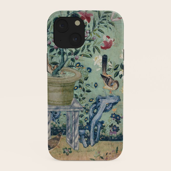 18th Century Antique Mint Chinoiserie Bird Garden Fresco 1740 iPhone Case