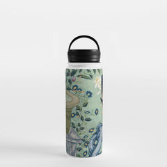 18th Century Antique Mint Chinoiserie Bird Garden Fresco 1740 Water Bottle