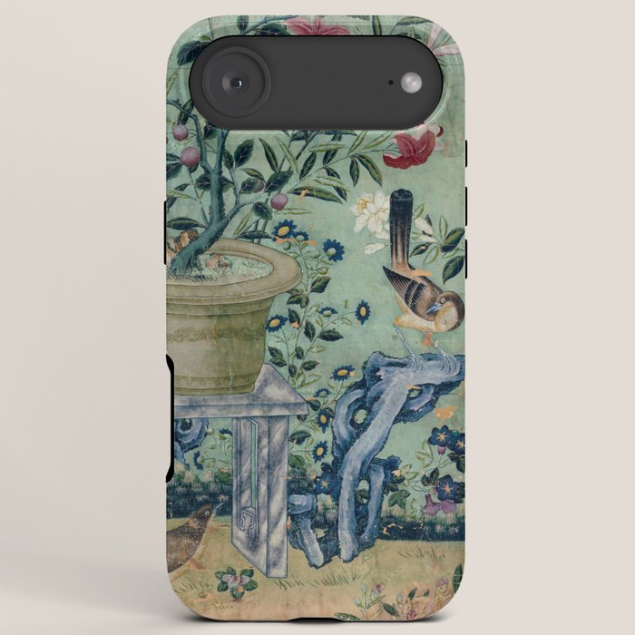 18th Century Antique Mint Chinoiserie Bird Garden Fresco 1740 iPhone Case