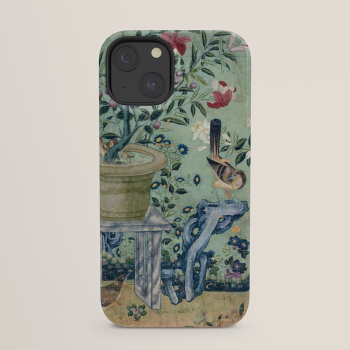 18th Century Antique Mint Chinoiserie Bird Garden Fresco 1740 iPhone Case