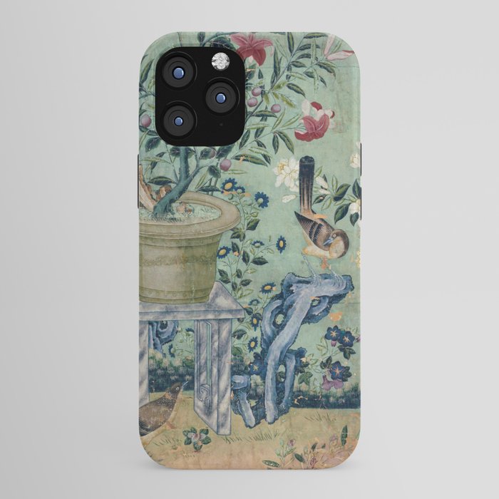 18th Century Antique Mint Chinoiserie Bird Garden Fresco 1740 iPhone Case