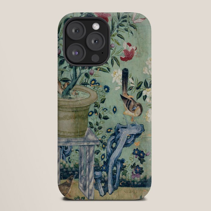 18th Century Antique Mint Chinoiserie Bird Garden Fresco 1740 iPhone Case