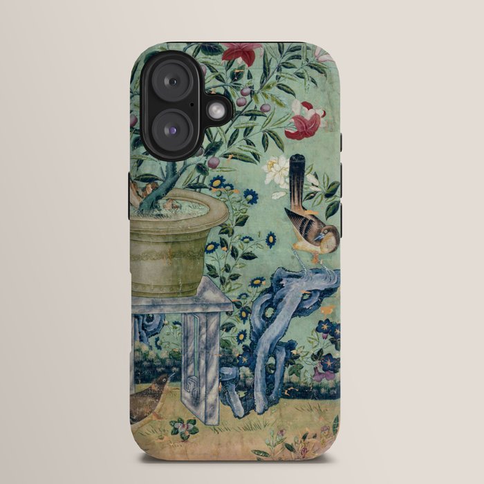 18th Century Antique Mint Chinoiserie Bird Garden Fresco 1740 iPhone Case