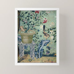 18th Century Antique Mint Chinoiserie Bird Garden Fresco 1740 Mini Art Print