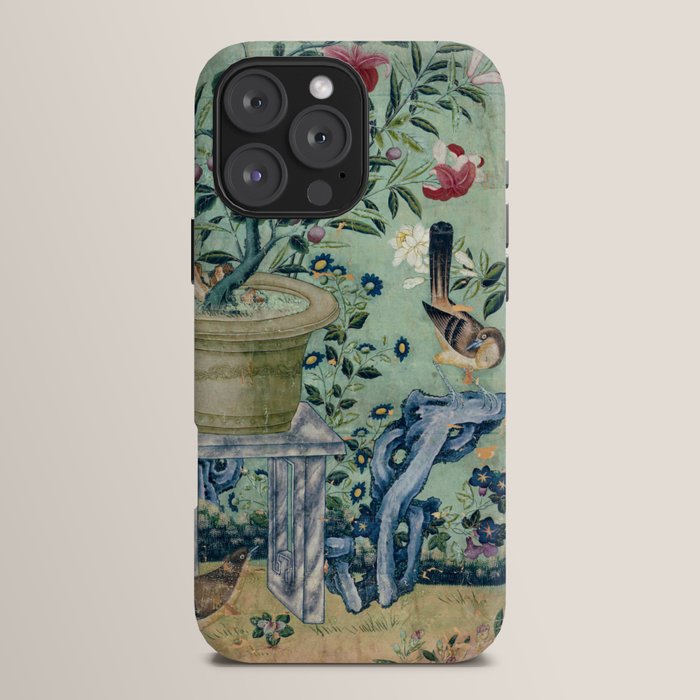 18th Century Antique Mint Chinoiserie Bird Garden Fresco 1740 iPhone Case